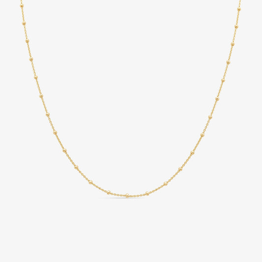 Chic Adjustable Beaded Layer Chain in 14k Yellow Gold