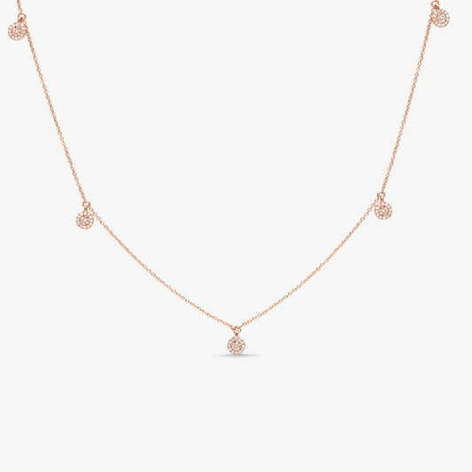 Diamond Petite Cluster Charm 14k Gold Station Necklace