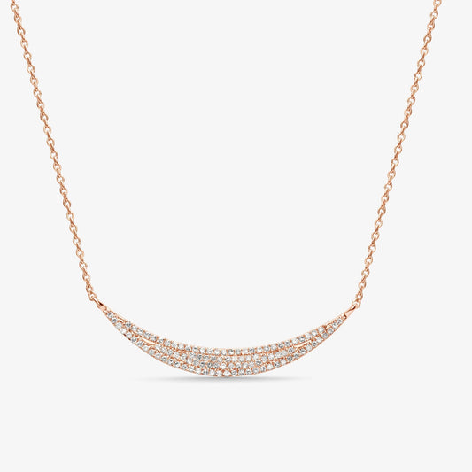 Crescent Moon Diamond Layering Necklace 14K Gold